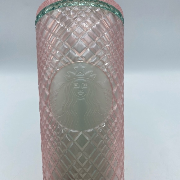 STARBUCKS Jeweled Pearl Pink Green Venti 24oz Cold Cup Tumbler with Straw 2023 - Picture 7 of 7
